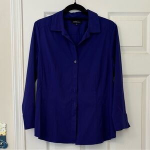 Lafayette 148 Pleated Back Button Up Cotton Blouse